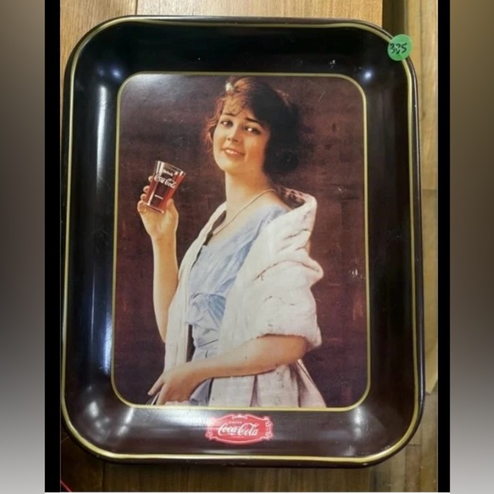 Coca-Cola Brown and Red Tray/ 13”x10.5”/ 1979 Reproduction of 1923 Flapper Girl/